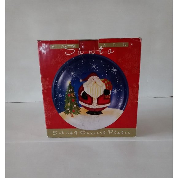 Certified International Snowball Santa  Set of 4 Dessert Plates New - Picture 4 of 13